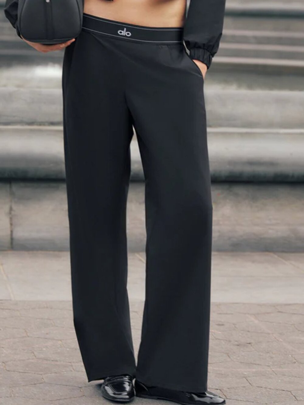 Black ALO Yoga 😁 High Waisted Wide Leg Pants (Regular) NWT | Office Casual Chic - Picture 9 of 10